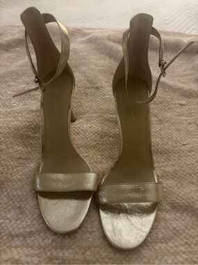Ann Taylor Gold Ankle-Strap Stiletto Sandals - Women sz 9